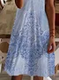 Women's Floral Short Sleeve Summer Printing Dress V Neck Daily Casual Knee Length T-Shirt Dress H-Line Dress