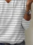 Women's Striped Long Sleeve Tee T-shirt V Neck Printing Casual Spring/Fall Graphic Tee Top