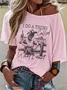 Women Wild West Short Sleeve Tee T-shirt Crew Neck Casual Summer Top