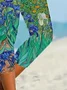 Women's Floral Capris Elastic Waist Pant Casual Summer Trousers