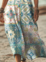 Women's Floral Short Sleeve Summer Printing Dress V Neck Daily Casual Maxi T-Shirt Dress H-Line Dress