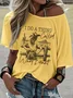 Women Wild West Short Sleeve Tee T-shirt Crew Neck Casual Summer Top