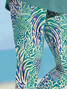 Women's Random Print Capris Elastic Waist Pant Casual Summer Trousers