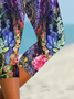 Women's Floral Capris Elastic Waist Pant Casual Summer Trousers