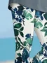 Women's Floral Capris Elastic Waist Pant Casual Summer Trousers