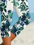 Women's Floral Capris Elastic Waist Pant Casual Summer Trousers