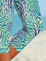 Women's Random Print Capris Elastic Waist Pant Casual Summer Trousers