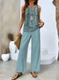 Women's Geometric Printing Two-Piece Set Daily Sleeveless Casual Summer Top With Pants Matching Set