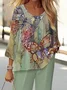 Women's Floral Printing Two-Piece Set Daily Long Sleeve Casual Spring/Fall Top With Pants Matching Set