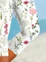 Women's Floral Capris Elastic Waist Pant Casual Summer Trousers