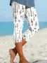 Women's Floral Capris Elastic Waist Pant Casual Summer Trousers