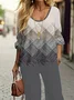 Women's Geometric Printing Two-Piece Set Daily Long Sleeve Casual Spring/Fall Top With Pants Matching Set