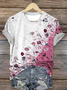 Women Floral Short Sleeve Tee T-shirt Crew Neck Casual Summer Top