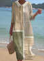 Women Geometric Half Sleeve Summer Dress Crew Neck Daily Casual Maxi A-Line Dress