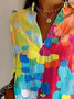 Women's Abstract Long Sleeve Shirt Spring/Fall Buckle Shirt Collar Daily Casual Top