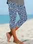 Women's Floral Capris Elastic Waist Pant Casual Summer Trousers