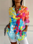 Women's Abstract Long Sleeve Shirt Spring/Fall Buckle Shirt Collar Daily Casual Top