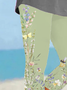 Women's Floral Capris Elastic Waist Pant Casual Summer Trousers