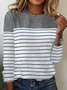 Women Striped Long Sleeve Tee T-shirt Crew Neck Casual Spring/Fall Top
