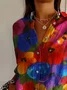 Women's Floral Long Sleeve Shirt Spring/Fall Buckle Shirt Collar Daily Casual Top