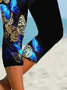 Women's Butterfly Capris Elastic Waist Pant Casual Summer Trousers