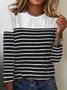 Women Striped Long Sleeve Tee T-shirt Crew Neck Casual Spring/Fall Top
