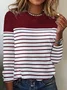 Women Striped Long Sleeve Tee T-shirt Crew Neck Casual Spring/Fall Top