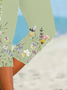 Women's Floral Capris Elastic Waist Pant Casual Summer Trousers