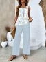Women's Floral Printing Two-Piece Set Daily Sleeveless Casual Summer Top With Pants Matching Set