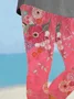 Women's Floral Capris Elastic Waist Pant Casual Summer Trousers