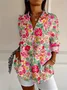 Women's Floral Long Sleeve Shirt Spring/Fall Buckle Shirt Collar Daily Casual Top