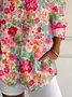 Women's Floral Long Sleeve Shirt Spring/Fall Buckle Shirt Collar Daily Casual Top