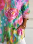 Women's Floral Long Sleeve Shirt Spring/Fall Buckle Shirt Collar Daily Casual Top