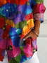 Women's Floral Long Sleeve Shirt Spring/Fall Buckle Shirt Collar Daily Casual Top