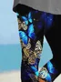 Women's Butterfly Capris Elastic Waist Pant Casual Summer Trousers