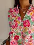 Women's Floral Long Sleeve Shirt Spring/Fall Buckle Shirt Collar Daily Casual Top