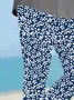 Women's Floral Capris Elastic Waist Pant Casual Summer Trousers
