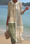 Women Geometric Half Sleeve Summer Dress Crew Neck Daily Casual Maxi A-Line Dress