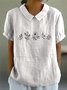 Women Floral Half Sleeve Blouse Summer Shawl Collar Daily Casual Top