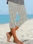 Women's Floral Capris Elastic Waist Pant Casual Summer Trousers