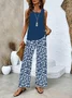 Women's Floral Printing Two-Piece Set Daily Sleeveless Casual Summer Top With Pants Matching Set