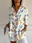 Women Geometric Long Sleeve Shirt Spring/Fall Shirt Collar Daily Casual Top