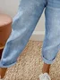 Women's Faux Denim Print Graphic Ankle Pants Pant Vintage Spring/Fall Trousers