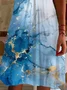 Women's Abstract Short Sleeve Summer Printing Dress V Neck Daily Casual Knee Length T-Shirt Dress H-Line Dress