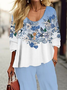 Women's Floral Printing Two-Piece Set Daily Long Sleeve Casual Spring/Fall Top With Pants Matching Set