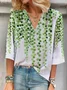 Women's Floral Three Quarter Sleeve Blouse Spring/Fall Printing V Neck Daily Casual Top
