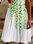 Women's Floral Short Sleeve Summer Printing Dress V Neck Daily Casual Knee Length T-Shirt Dress H-Line Dress