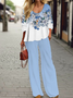 Women's Floral Printing Two-Piece Set Daily Long Sleeve Casual Spring/Fall Top With Pants Matching Set