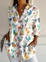 Women Geometric Long Sleeve Shirt Spring/Fall Shirt Collar Daily Casual Top