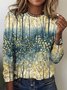 Women Floral Long Sleeve Tee T-shirt Crew Neck Casual Spring/Fall Top